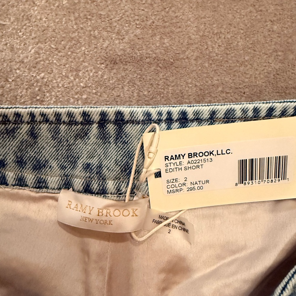Ramy Brook Blue and Cream High Waist Shorts - Picture 3 of 5